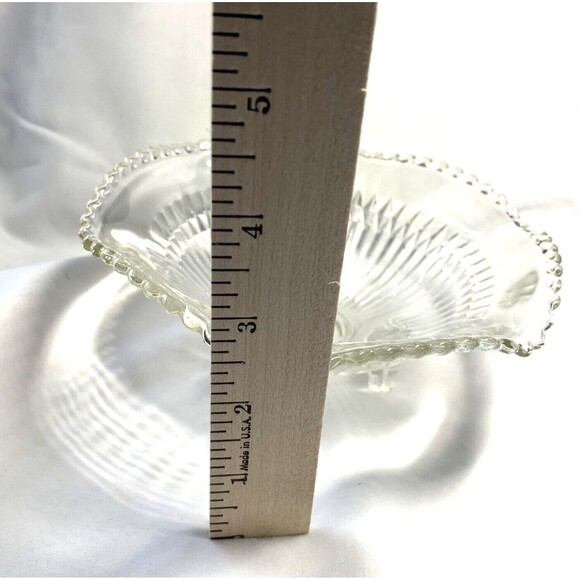 Jeannette Glass Footed Candy Dish Anniversary Pattern Ribbed Scalloped 6"x2.5" - Picture 4 of 6
